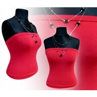 Krótki top damski plażowy Bluzka bez ramiączek - czerwony